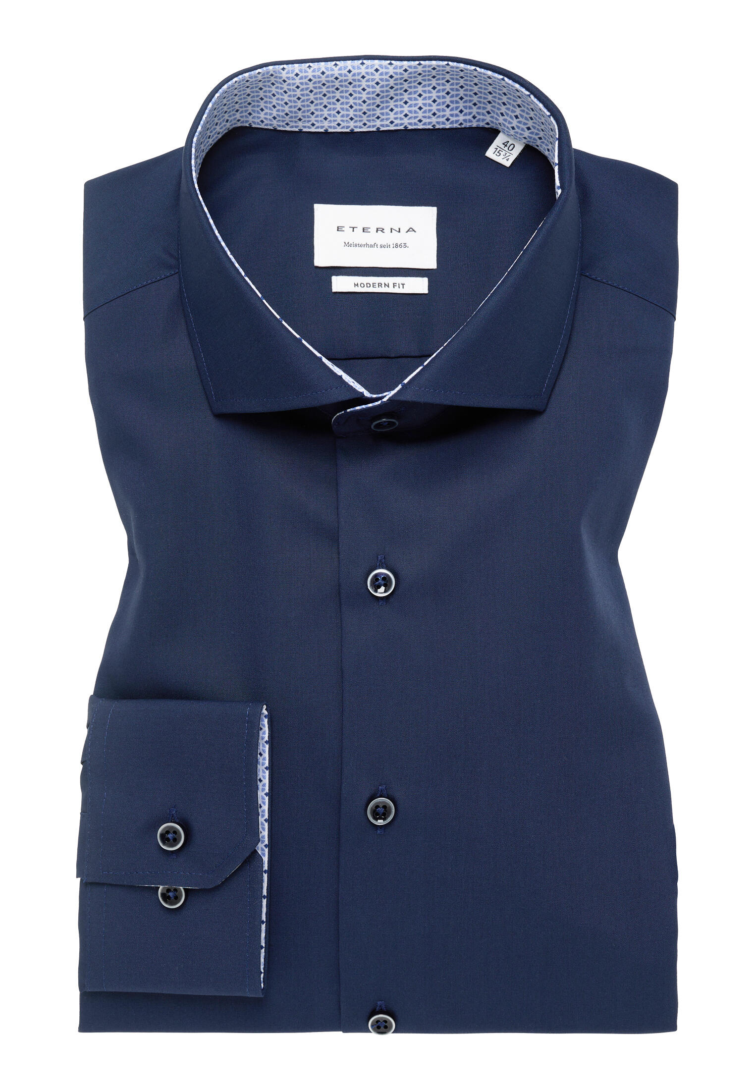 ETERNA - Original Shirt Popeline Langarm navy von ETERNA