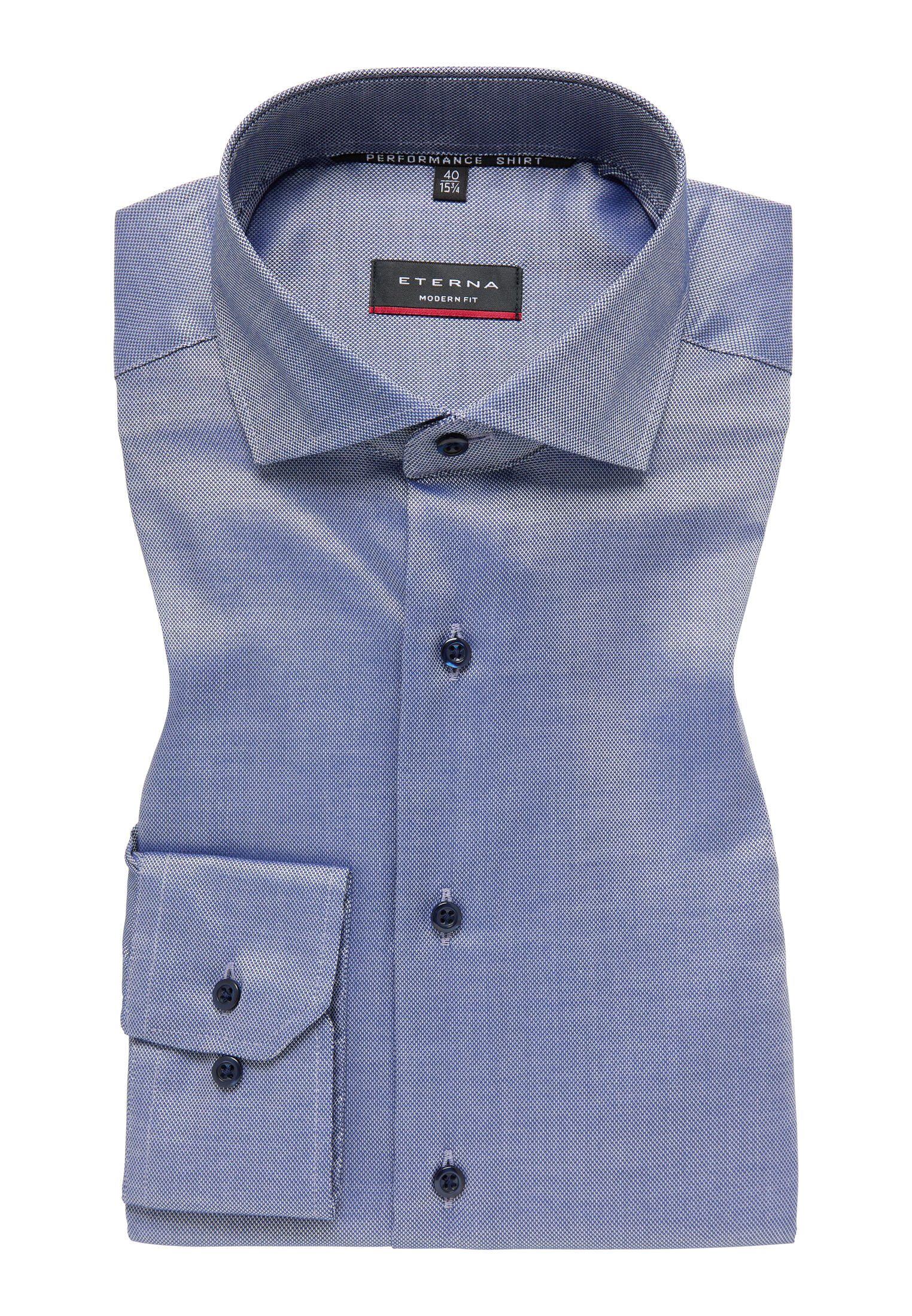 ETERNA - Performance Shirt Natté-Stretch Langarm weiß/navy von ETERNA