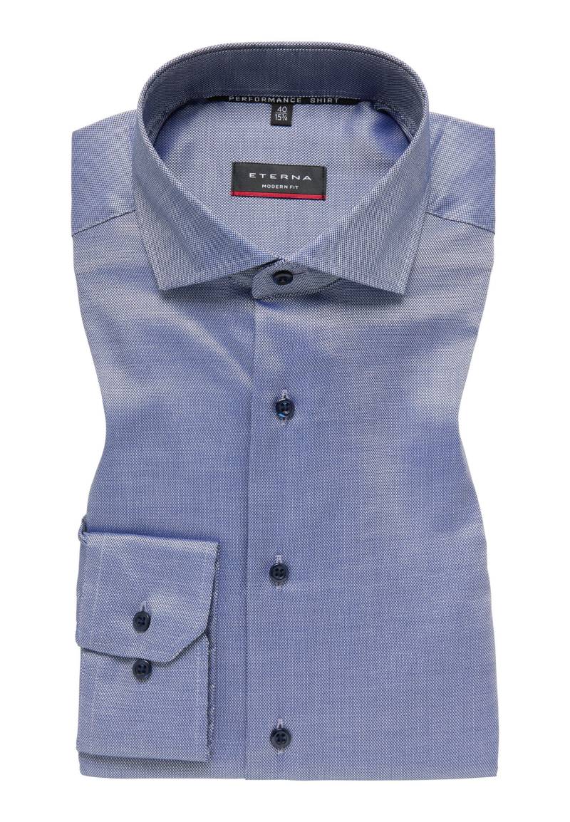 ETERNA - Performance Shirt Natté-Stretch Langarm weiß/navy von ETERNA