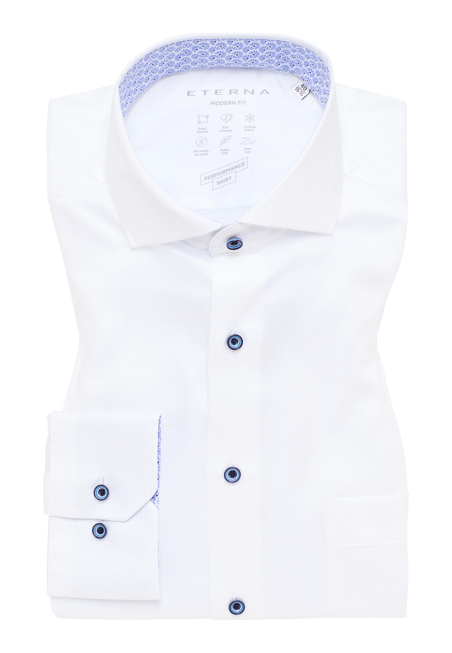 ETERNA - Performance Shirt Natté-Stretch Langarm weiß von ETERNA