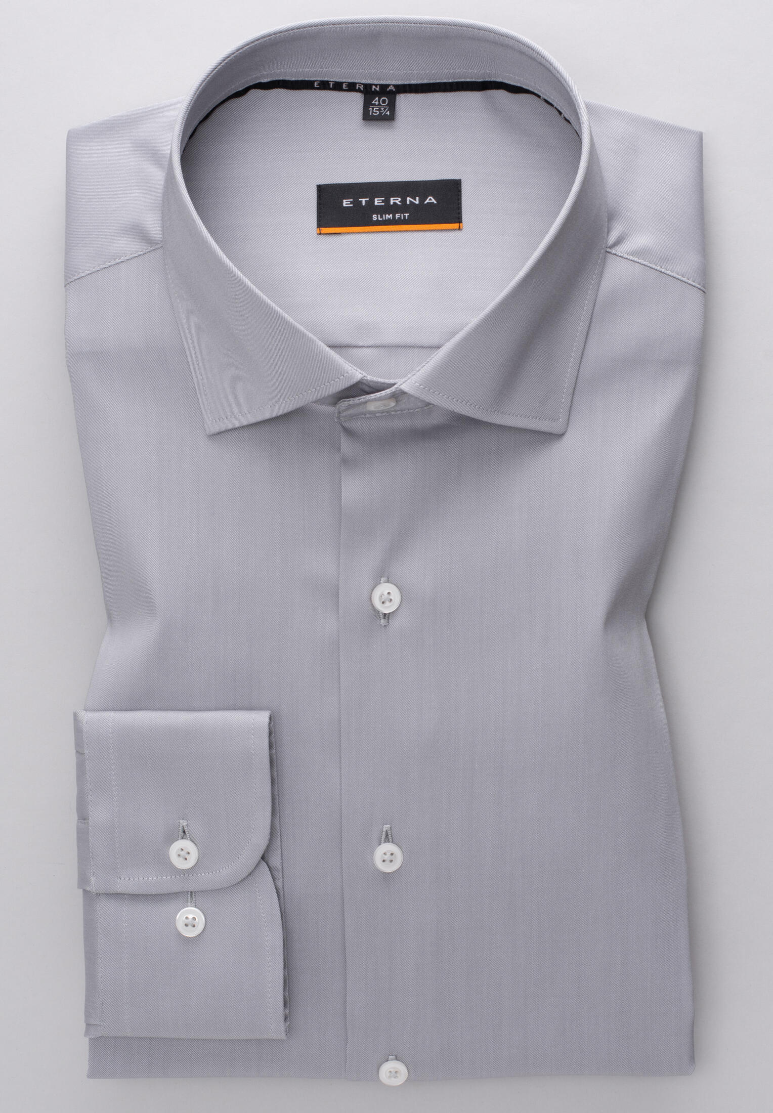 ETERNA - Performance Shirt Twill-Stretch Langarm hellgrau von ETERNA
