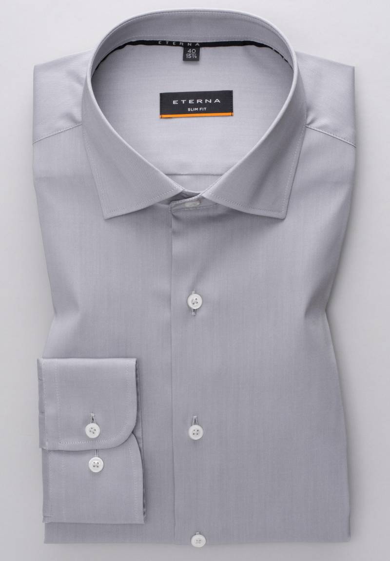 ETERNA - Performance Shirt Twill-Stretch Langarm hellgrau von ETERNA
