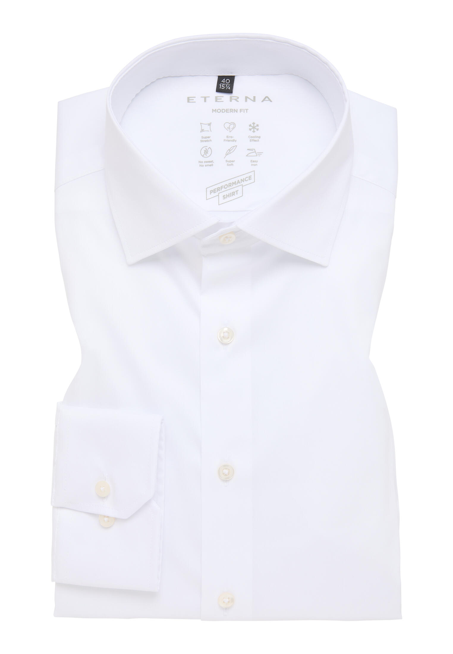ETERNA - Performance Shirt Twill-Stretch Langarm weiß von ETERNA