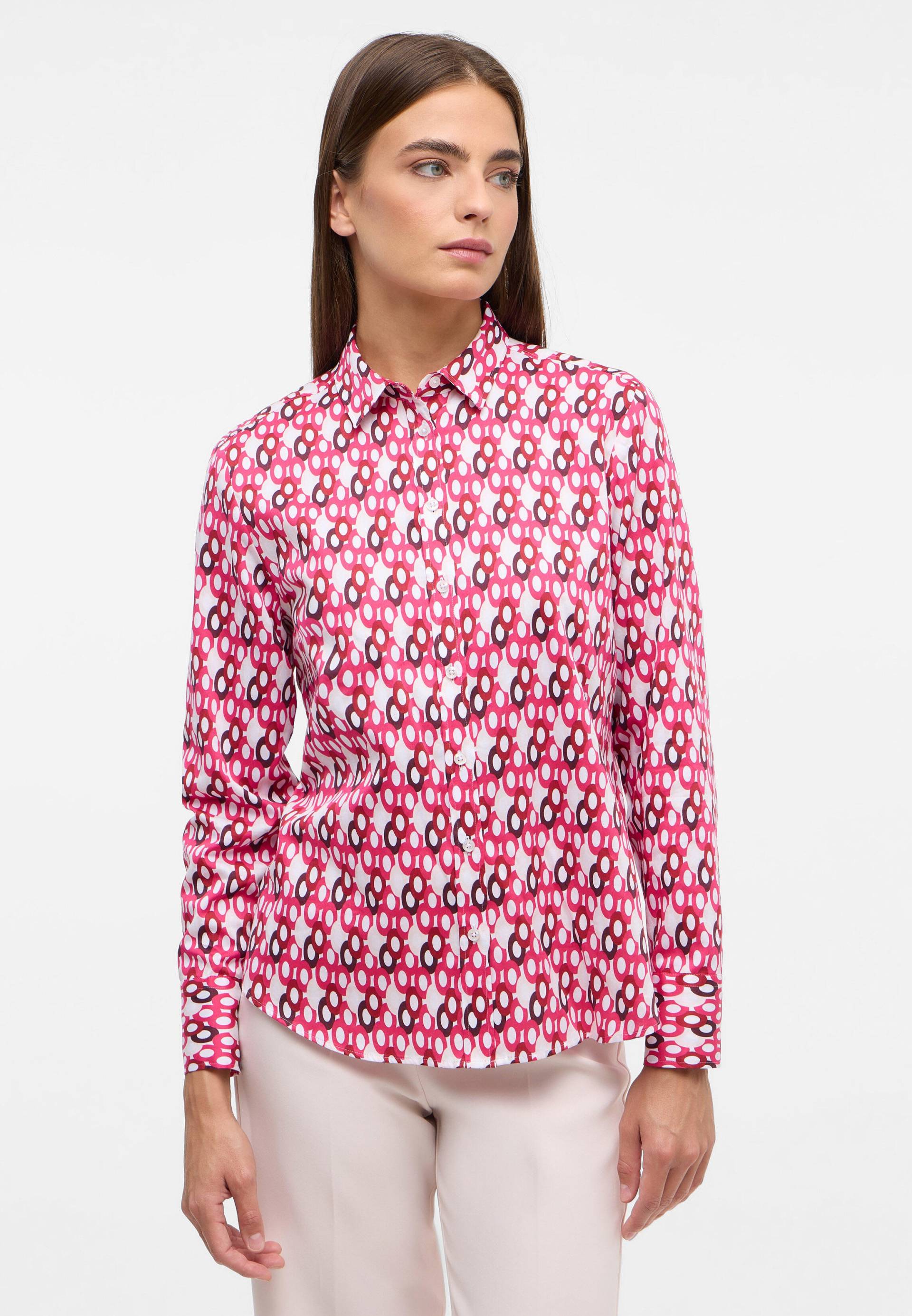 ETERNA - Pink Ribbon Bluse Satingewebe Langarm weinrot von ETERNA