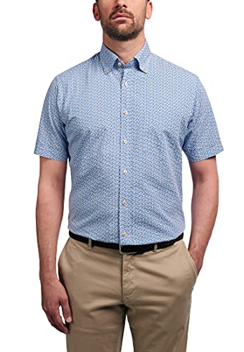ETERNA Regular Fit Casualhemd Halbarm Button Down Kragen Muster blau Größe 44 von ETERNA
