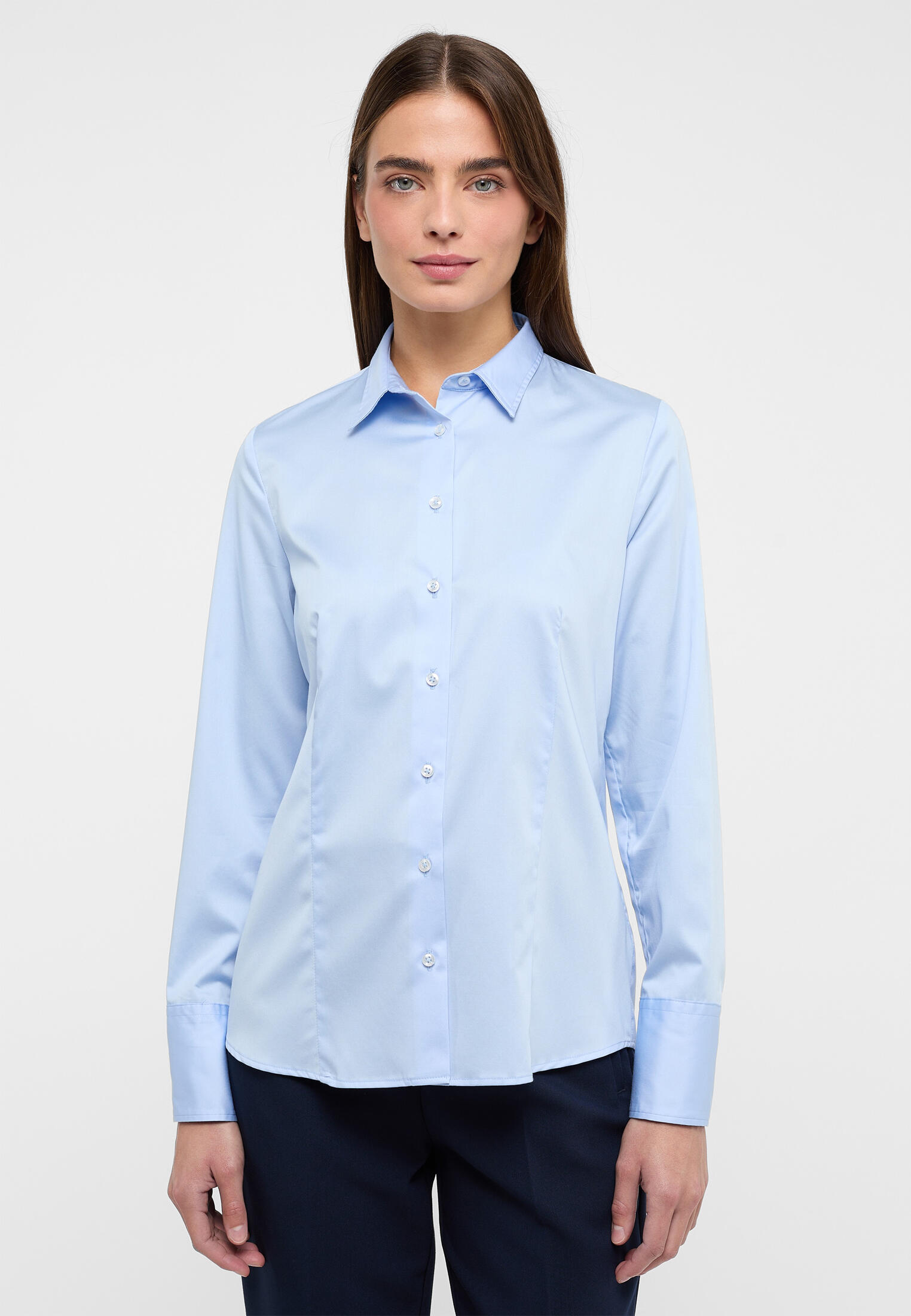 ETERNA - Satin Shirt Bluse Satingewebe Langarm hellblau von ETERNA