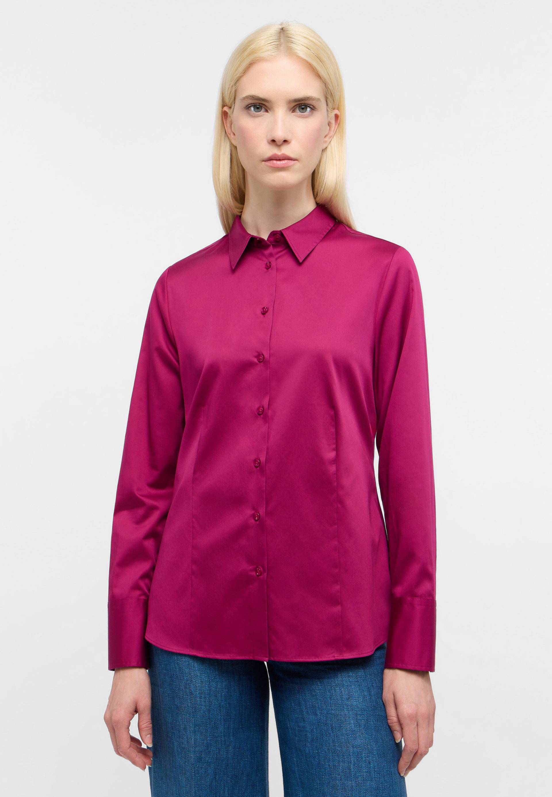 ETERNA - Satin Shirt Bluse Satingewebe Langarm pink von ETERNA