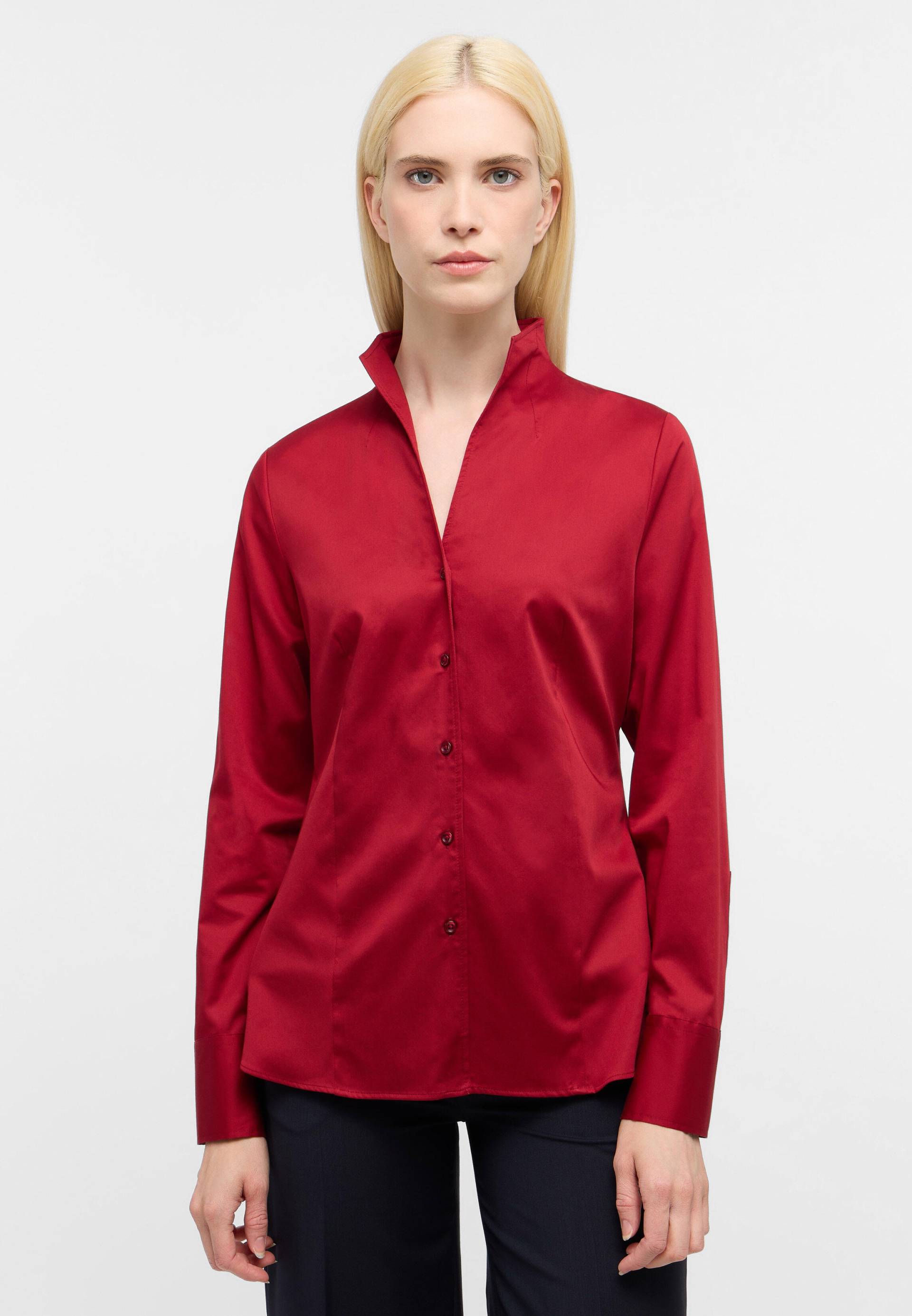 ETERNA - Satin Shirt Bluse Satingewebe Langarm weinrot von ETERNA