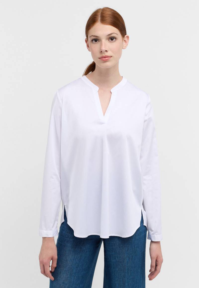 ETERNA - Satin Shirt Bluse Satingewebe Langarm weiß - Gr. - 40 von ETERNA