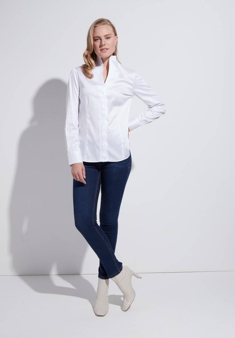 ETERNA - Satin Shirt Bluse Satingewebe Langarm weiß von ETERNA