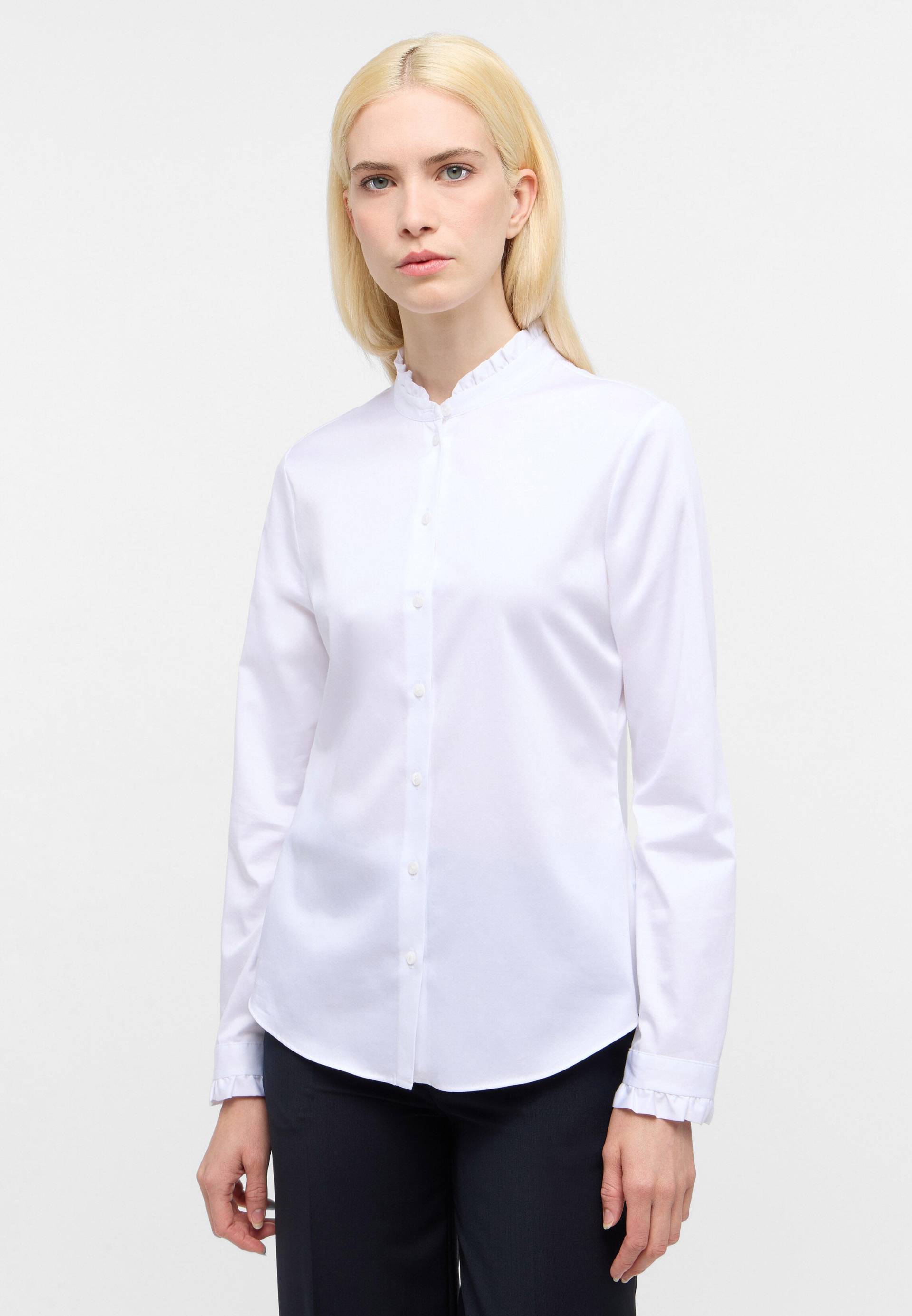 ETERNA - Satin Shirt Bluse Satingewebe Langarm weiß von ETERNA