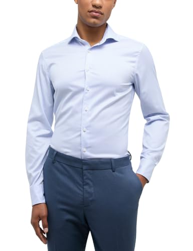 ETERNA Slim Fit 1863 Hemd Langarm Haifischkragen Twill Streifen blau Größe 42 von ETERNA