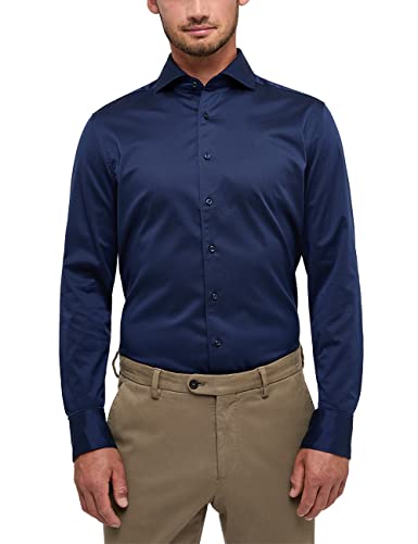 ETERNA Slim Fit 1863 Hemd Langarm Haifischkragen Twill dunkelblau Größe 44 von ETERNA