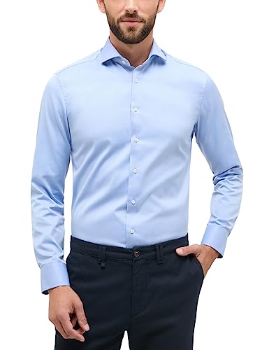 ETERNA Slim Fit Cover Hemd Langarm blickdichter Twill blau Größe 38 von ETERNA