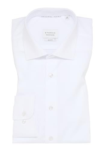 ETERNA Slim Fit Hemd Langarm 67cm | Reine Baumwolle | Kentkragen| bügelfrei| Uni weiß Gr. 38 von ETERNA