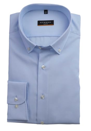 ETERNA Slim Fit Hemd Langarm Button Down Kragen Baumwolle hellblau Größe 40 von ETERNA