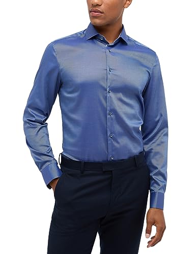 ETERNA Slim Fit Hemd Langarm Haifischkragen Rauchblau Größe 42 von ETERNA