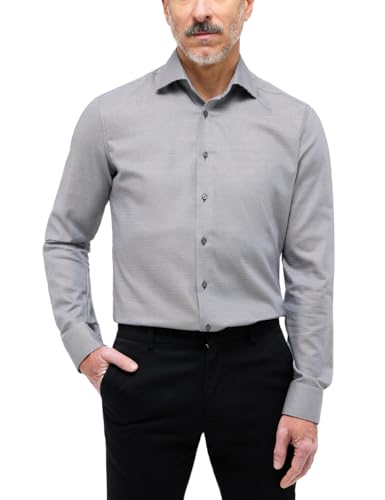 ETERNA Slim Fit Hemd Langarm New Kent Kragen Struktur grau Größe 42 von ETERNA