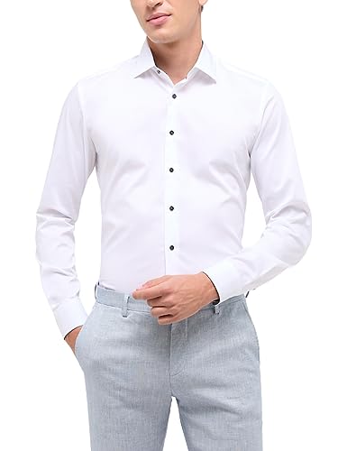 ETERNA Slim Fit Performance Hemd Langarm New Kent Kragen Stretch Twill weiß Größe 44 von ETERNA