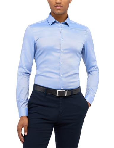 ETERNA Slim Fit Performence Hemd Langarm New Kent Kragen Mittelblau Größe 40 von ETERNA