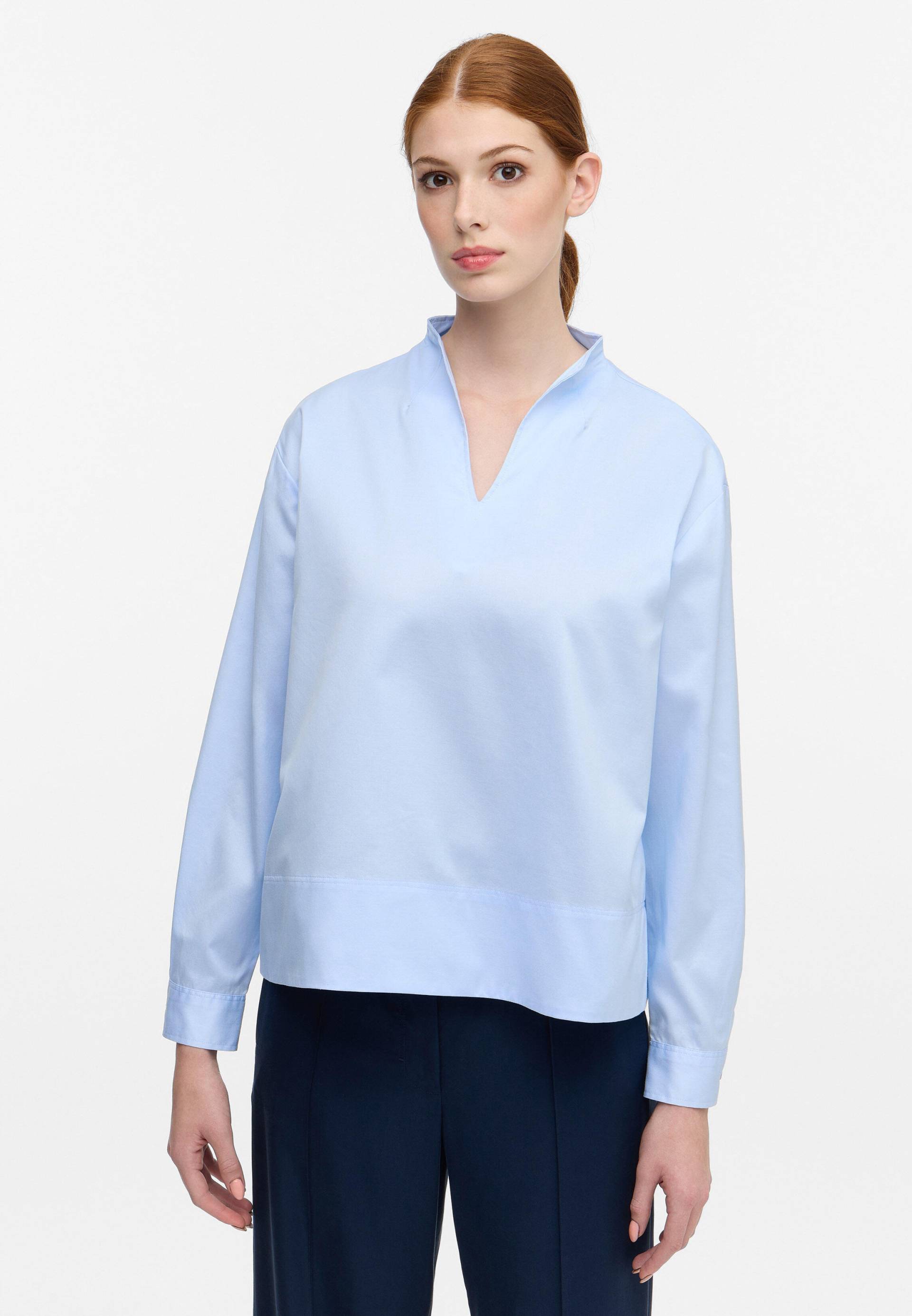 ETERNA - Soft Luxury Shirt Bluse Twill Langarm hellblau von ETERNA