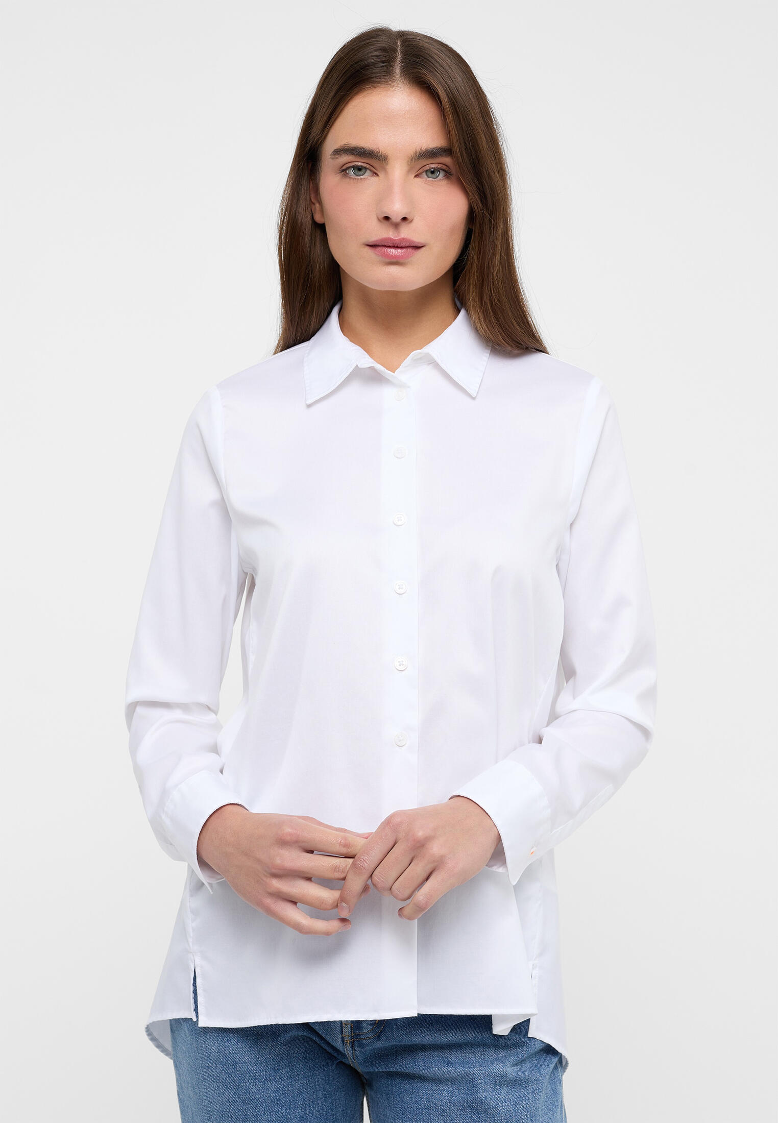 ETERNA - Soft Luxury Shirt Bluse Twill Langarm off-white von ETERNA