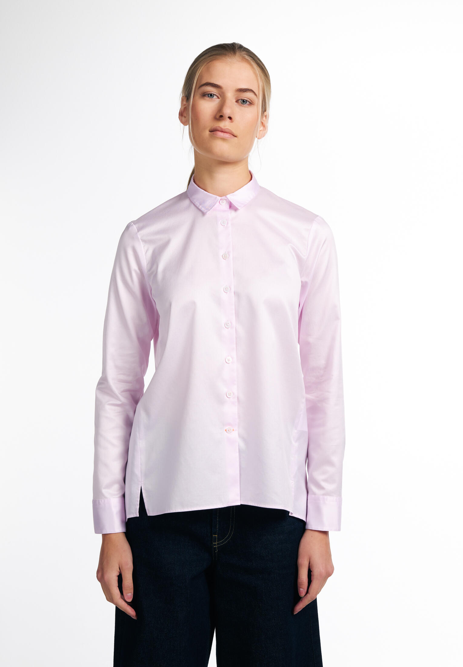 ETERNA - Soft Luxury Shirt Bluse Twill Langarm rot von ETERNA