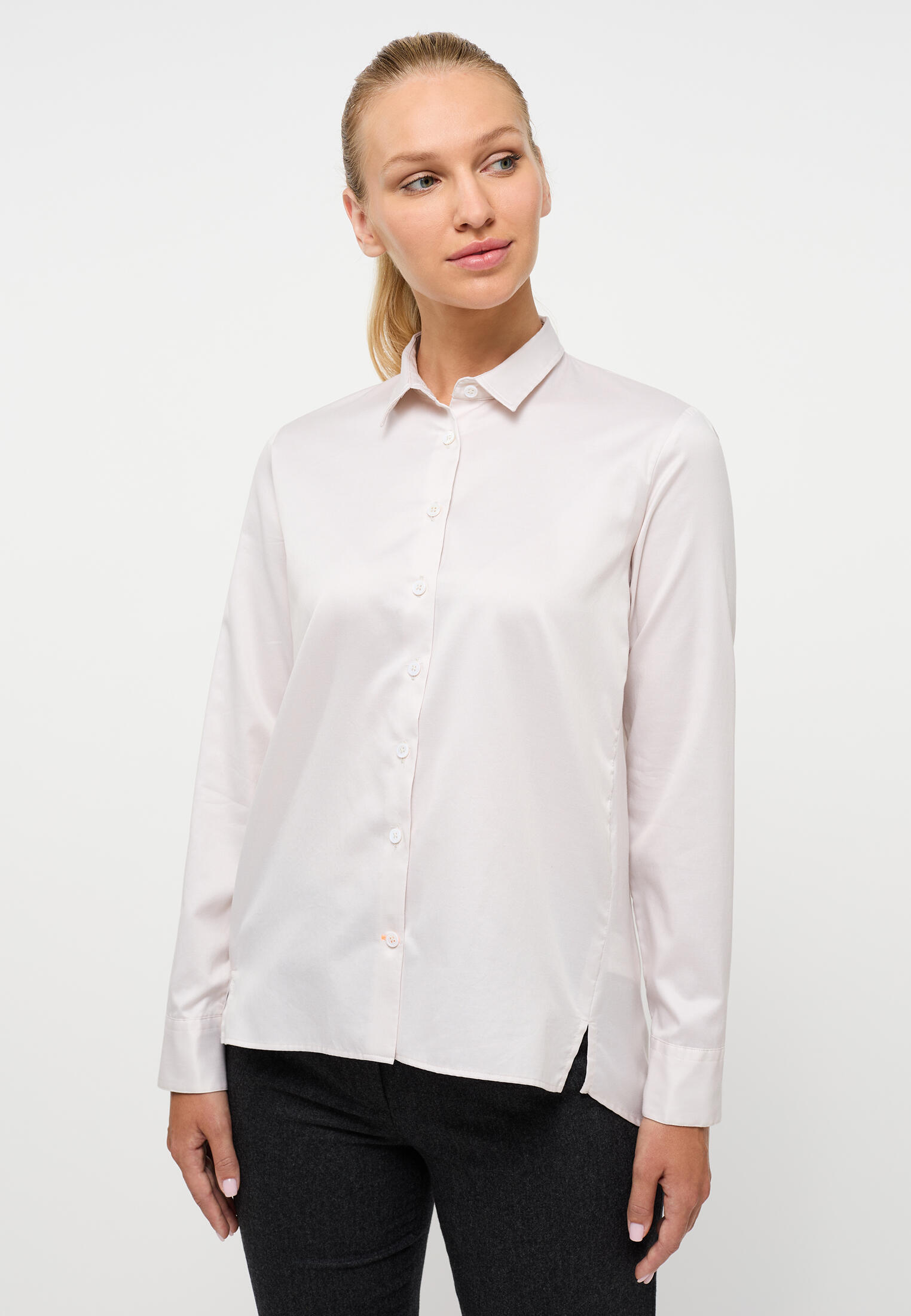 ETERNA - Soft Luxury Shirt Bluse Twill Langarm sand von ETERNA