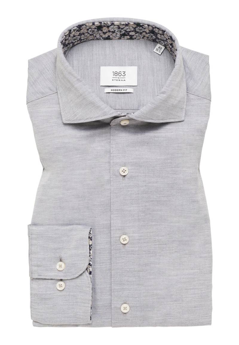 ETERNA - Soft Luxury Shirt Twill Langarm grau von ETERNA