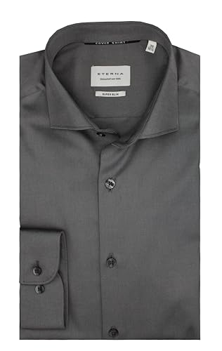 ETERNA Super Slim Cover Shirt Langarm 67cm | Reine Baumwolle | Kentkragen| bügelfrei| Uni Grau Gr. 44 von ETERNA