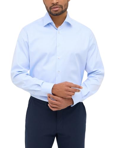Eterna Herren Modern Fit Cover Shirt Twill Hellblau Uni Extra Langarm 15,5, hellblau, 38 von ETERNA