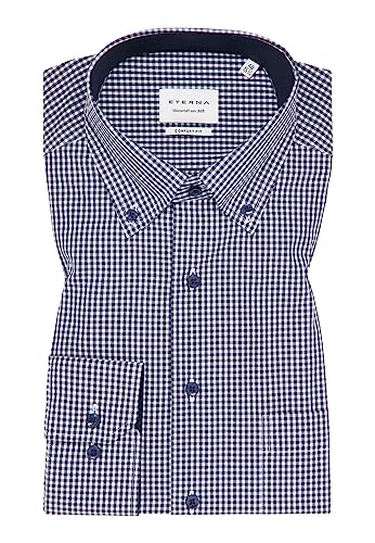 eterna Hemd Comfort Fit Button-Down-Kragen Patch 4176/19 E144, Blau Weiß, 43 von ETERNA