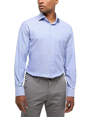 eterna Herren gestreiftes Twill Hemd MODERN FIT 1/1 blau 44_H_1/1 von ETERNA