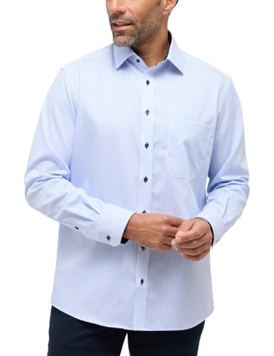eterna Langarm Hemd Comfort FIT Twill gestreift, hellblau-weiß gestreift, 42 von ETERNA