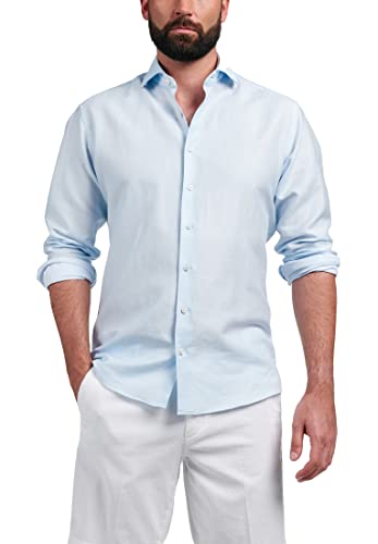eterna Langarm Hemd Modern Fit Twill unifarben hellblau,41-H,Normal (65cm) von ETERNA