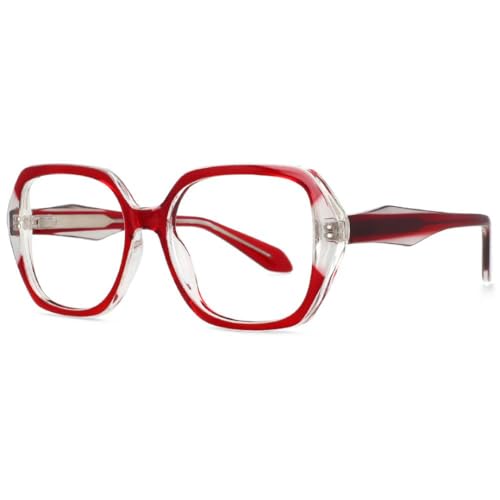 Damen Cat Eye Brille Vintage Kunststoff Titan Großer Rahmen (5) von ETETGVG