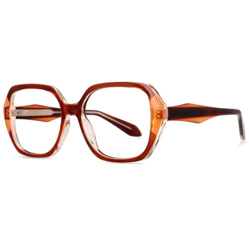 Damen Cat Eye Brille Vintage Kunststoff Titan Großer Rahmen (6) von ETETGVG