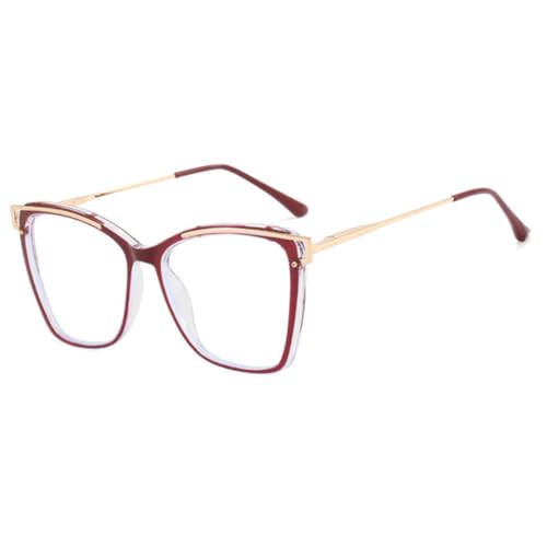 ETETGVG Cat Eye Brillengestell Damen Farbblock Klare Brille (8) von ETETGVG