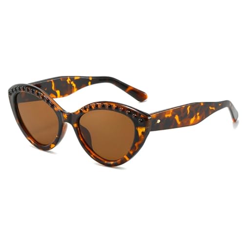 ETETGVG Cat-Eye-Sonnenbrille für Damen und Herren, luxuriös, Hip-Hop, fürs Autofahren im Freien, UV400 (Leopardenbraun) von ETETGVG
