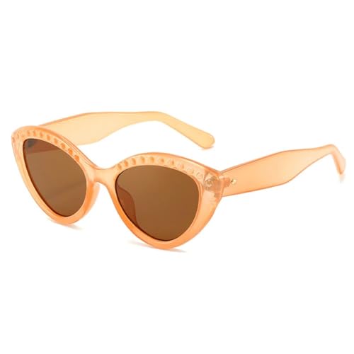 ETETGVG Cat-Eye-Sonnenbrille für Damen und Herren, luxuriös, Hip-Hop, fürs Autofahren im Freien, UV400 (Orange-Braun) von ETETGVG