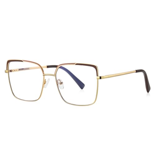 ETETGVG Große, metallfarbene Augenbrauenbrille für Damen im Büro (2) von ETETGVG