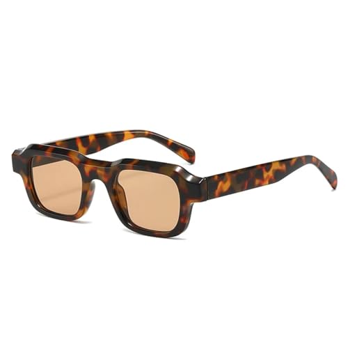 ETETGVG Klassische Retro-Sonnenbrille für Männer und Frauen, luxuriöser kleiner Rahmen, zum Fahren im Freien, UV400 (Leopardentee) von ETETGVG