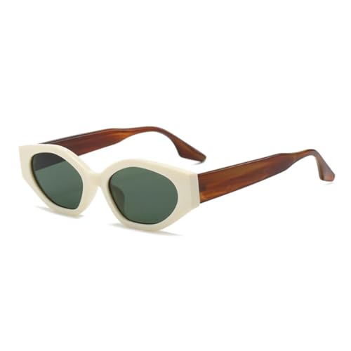 ETETGVG Kleine Cat-Eye-Sonnenbrille für Damen und Herren, Persönlichkeit, Hip-Hop, Trend, Outdoor, Reisen, UV400 (Beigegrün) von ETETGVG