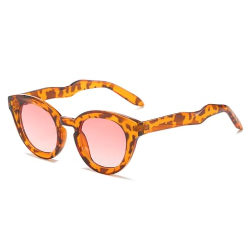 ETETGVG Kleine ovale Sonnenbrille für Damen und Herren, Vintage, trendig, für Outdoor-Aktivitäten, Reisen, Autofahren, UV400 (Leopardenrosa) von ETETGVG