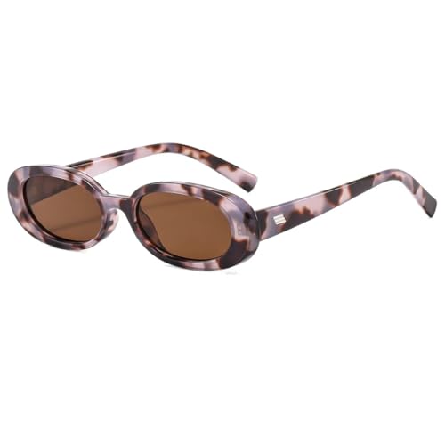 ETETGVG Ovale Vintage-Sonnenbrille für Damen und Herren, Retro, Nieten, Farbverlauf, UV400 (Bernsteintee) von ETETGVG