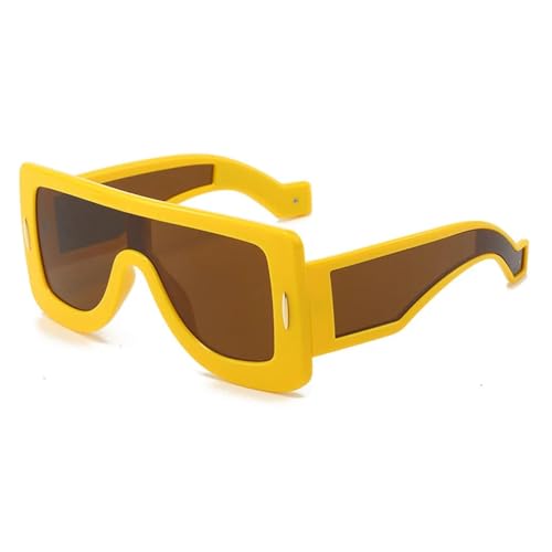 ETETGVG Punk-Sonnenbrille für Damen und Herren, luxuriöser großer Rahmen, verbunden, fürs Autofahren im Freien, UV400 (Gelbbraun) von ETETGVG