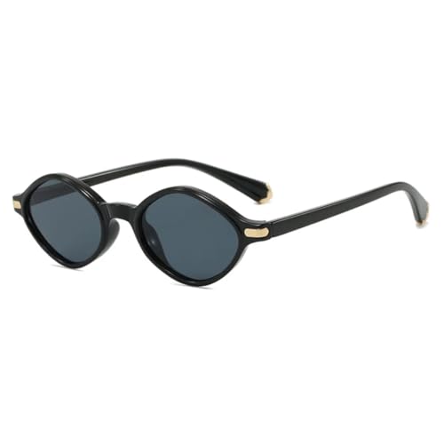 ETETGVG Punk Vintage Sonnenbrille mit kleinem ovalen Rahmen für Damen und Herren, Luxus, Autofahren, Angeln, UV400 (Schwarzgrau) von ETETGVG
