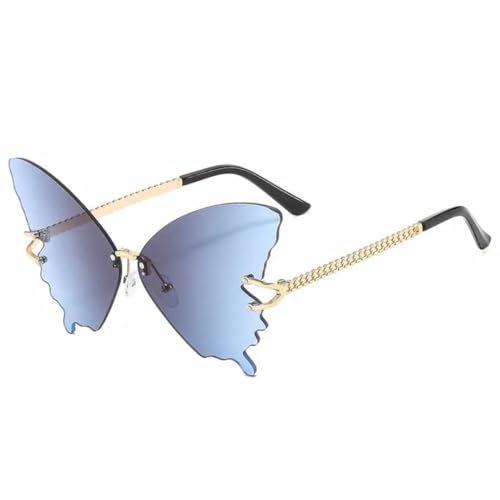 ETETGVG Randlose Sonnenbrille mit Schmetterlingsrahmen für Damen und Herren, Luxus-Punk, Sommerreisen, UV400 (Farbverlauf Grau) von ETETGVG