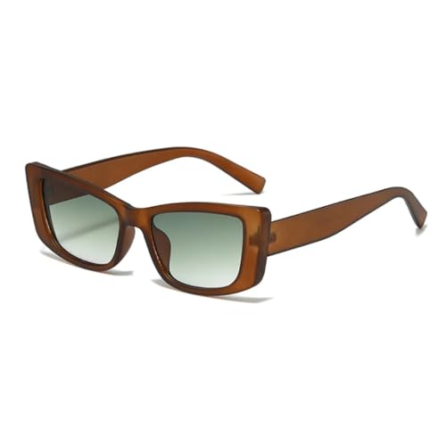 ETETGVG Rechteckige Vintage-Sonnenbrille für Damen und Herren, luxuriöser kleiner Rahmen, für Reisen im Freien, UV400 (Braungrün) von ETETGVG