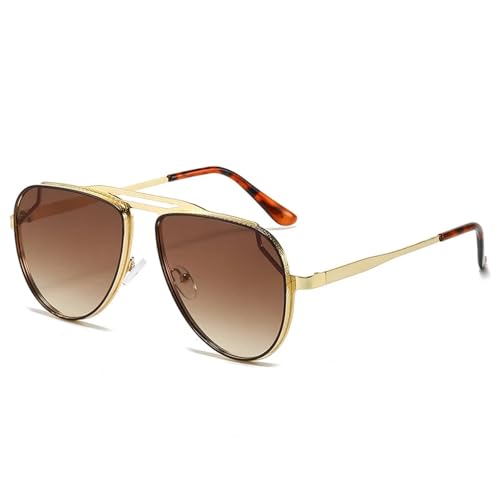 ETETGVG Retro Klassische Metall Doppelsteg Sonnenbrille Damen Mode Gradient Mirror UV400 Herren (Golden Tea Gradient) von ETETGVG